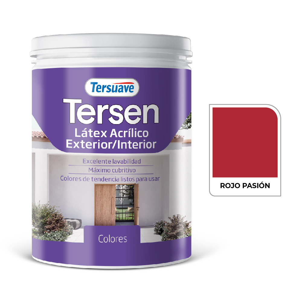 Latex Exterior-Interior Tersen Rojo Pasión 1 L